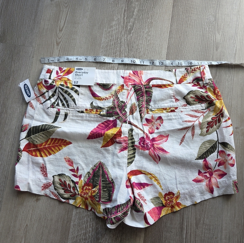 Old Navy Tropical Floral Linen Short Size 12 New With Tags - Picture 7 of 7